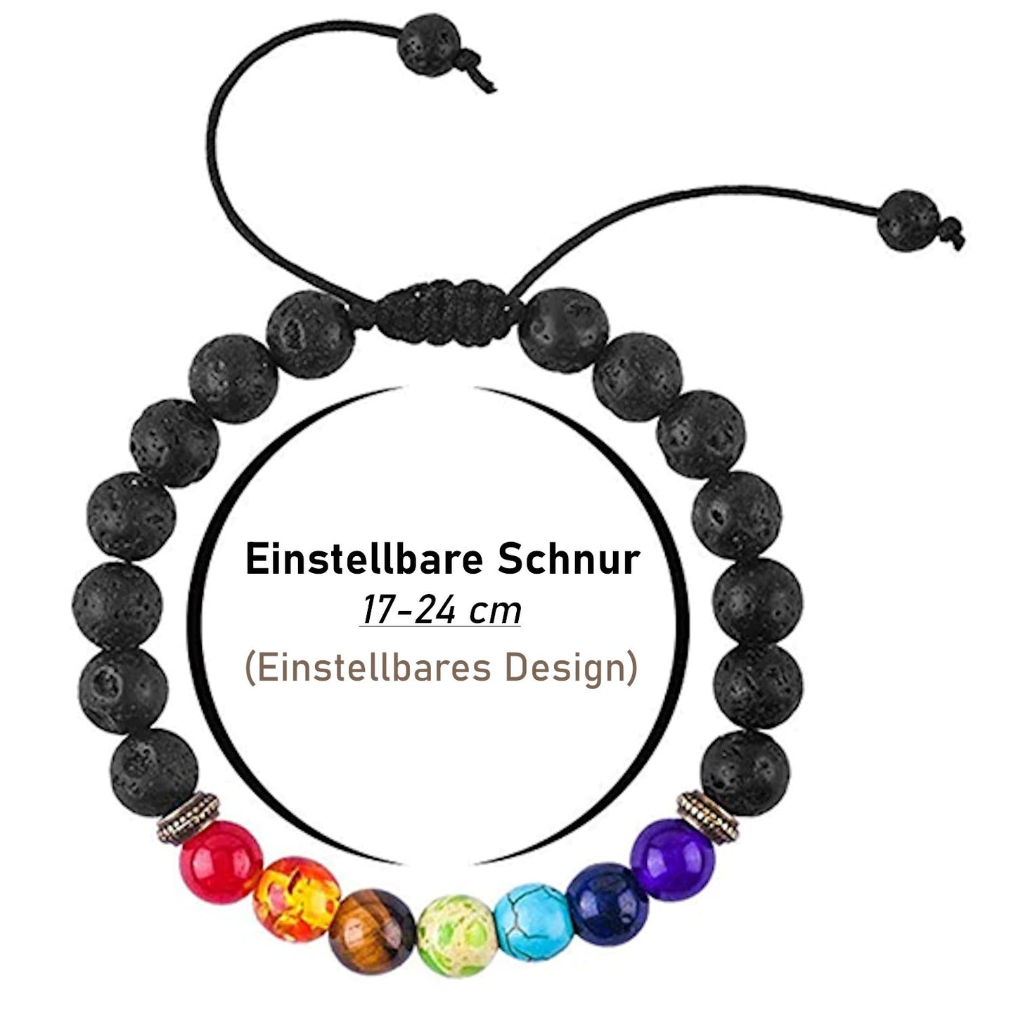 7 Chakren Armband mit Diffuser Lavasteinen