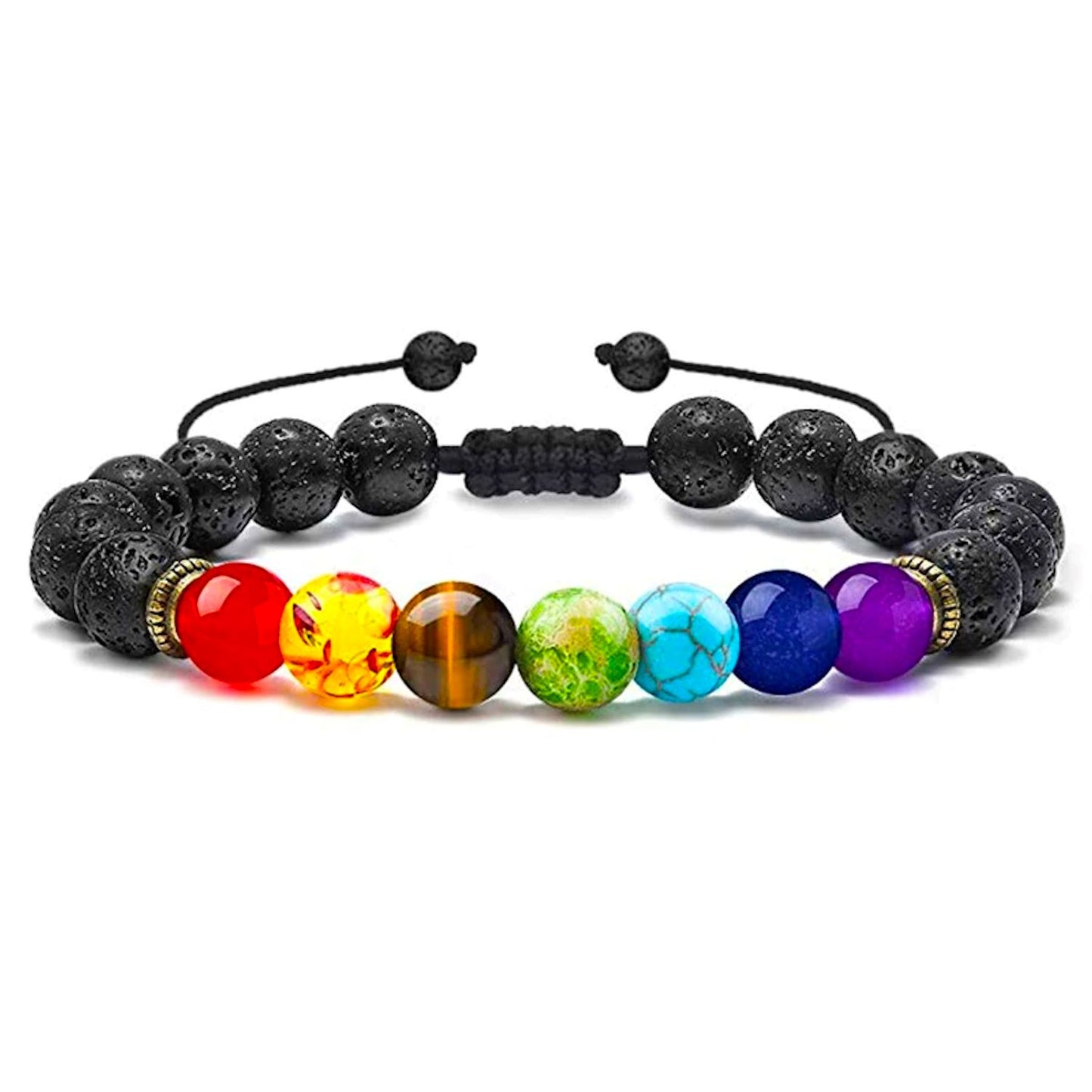 7 Chakren Armband mit Diffuser Lavasteinen